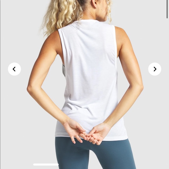 Gymshark Drop Arm Training tank White NWOT - Picture 2 of 10